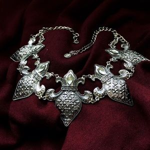 Signed Lucia Medieval Style Fleur De Lis Necklace
